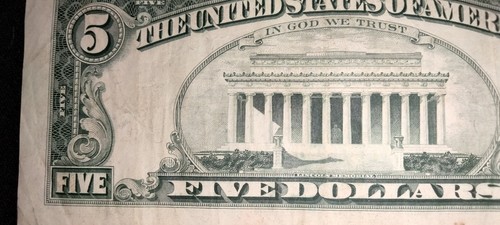 1977 5 Dollar Bill Error Off Center On The Front And Back - Picture 7 of 16