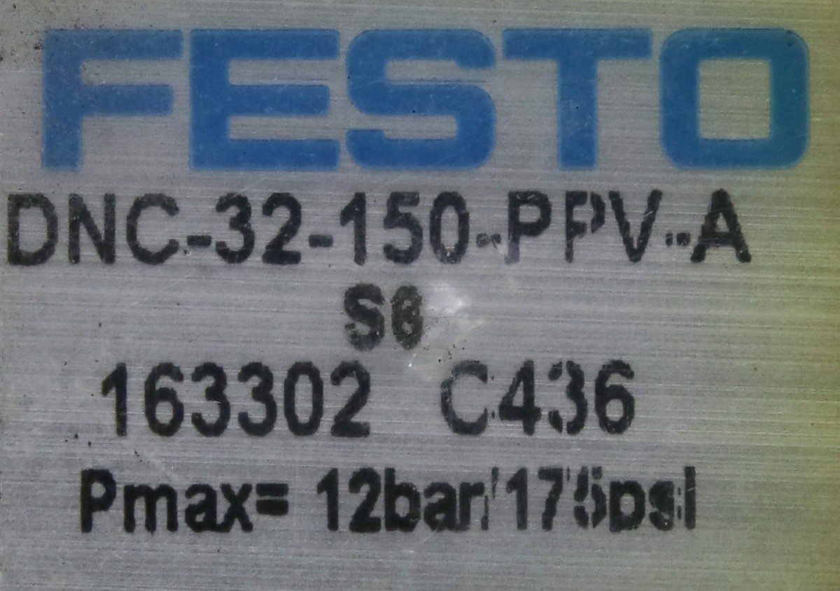 12132 FESTO PNEUMATIC CYLINDER, P/N: 163302 (NEW) DNC-32-150-PPV-A