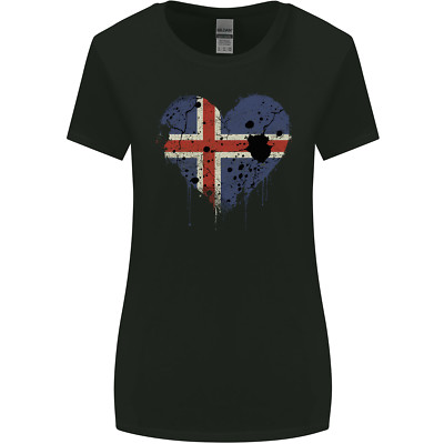 Love Iceland Flag Icelander Day Football Womens Wider Cut T-Shirt