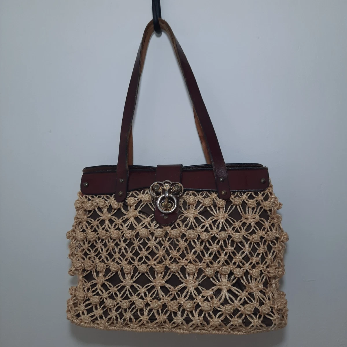 John Romain Handbag Leather Tweed