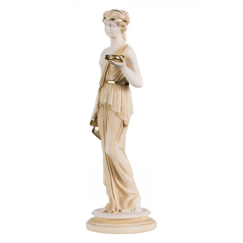 Statua Hebe Dea della Gioventù Femminile Cupbearer Alabastro Oro 9,5 Pollici - Foto 8 di 8