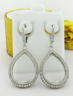 LAB-CREATED WHITE SAPPHIRE 3,46 cts HÄNGEOHRRINGE .925 Sterling Silber