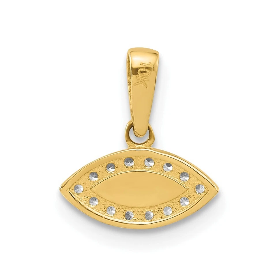 14K Yellow Gold Polished CZ and Enamel Evil Eye Pendant - Imagem 3 de 4