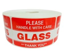 Please Glass Stickers | Fragile Thank You | Peel & Stick | 2"x3" | 500 Labels