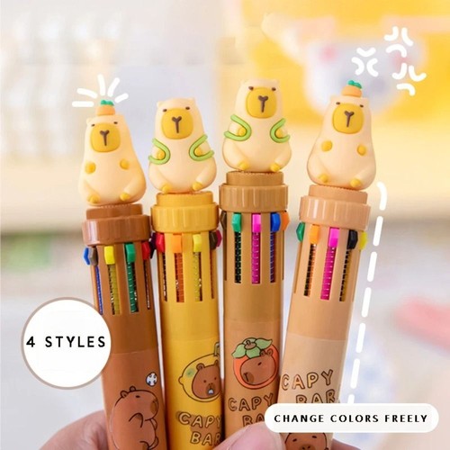 10 Color Cartoon Ballpoint Pen Capybara Ink Gel Pen Cute Writing Pen - Picture 4 of 11