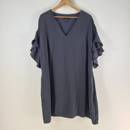 City CHic dress plus size L grey womens shift short sleeve Vneck 108773