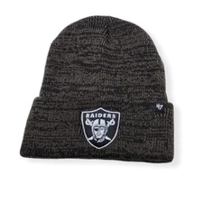 Authentic '47 Las Vegas Raiders Black Brain Freeze Cuffed Knit Beanie Hat
