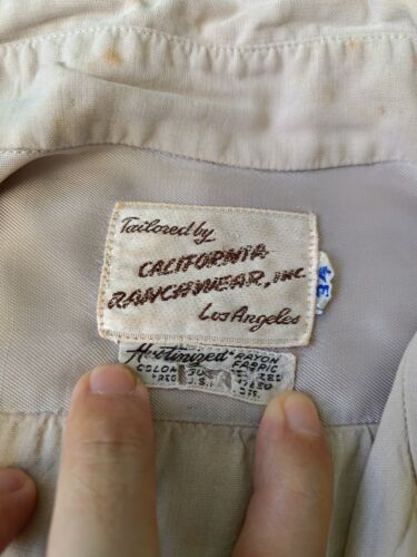 California Ranchwear 40s 50s rayon USA brown western snapper dot shirt 34 VTG - Picture 2 of 16