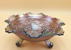 Vintage Fenton Carnival Glass Grape Design Ruffled Bowl