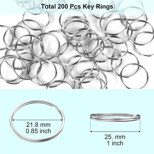 200PCS Key Rings Bulk Split Key Rings Keychain Rings and Crafts 1 Inch (25Mm) - Picture 2 of 7
