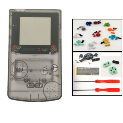 Neu Ersatz Super Mario Hülle Case Für GameBoy Color GBC-Transparentes Schwarz