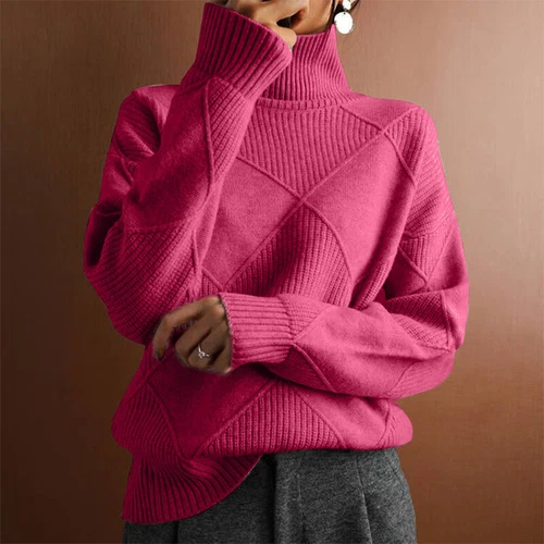 Ladies Roll Neck Sweater Womens Chunky Cable Knitted Jumper Pullover Warm Tops - Picture 4 of 48