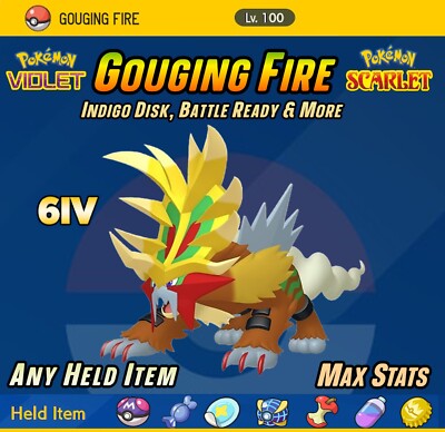 6IV Gouging Fire ⚡ Indigo Disk ⚡ Pokemon Scarlet and Violet Battle Ready 