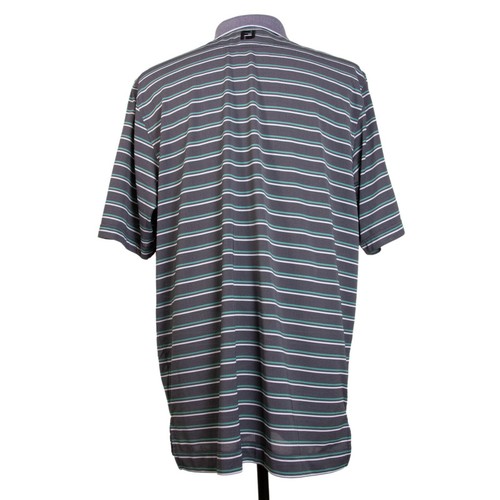 Footjoy Prodry Mens L Gray Stripe Polyester Golf Polo Short SS - Picture 6 of 9