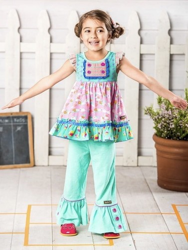 NWT MATILDA JANE Size 2 Adventure Begins FREEZE DANCE BIG RUFFLES Pants Aqua JW - Picture 2 of 4