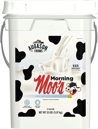 Augason Farms Morning Moo's Instant Milk Large Bucket Bulk Emergency 20 Years