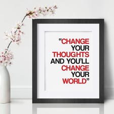 Change your thought Inspirational Wall Art Print Motivational Quote Poster Decor