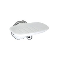 Modona Porcelain Soap Dish - White Porcelain & Polished Chrome ... Free Shipping Modona Porcelain Soap Dish - White Porcelain & Polished Chrome ... Free Shipping