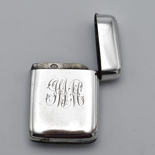 Antique Victorian Solid Silver Vesta Case Match Safe 1897 Flush Hinge - Picture 4 of 7