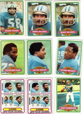 Detroit Lions 1980 Lot 18 cards ex-nmt (w/Dupes)