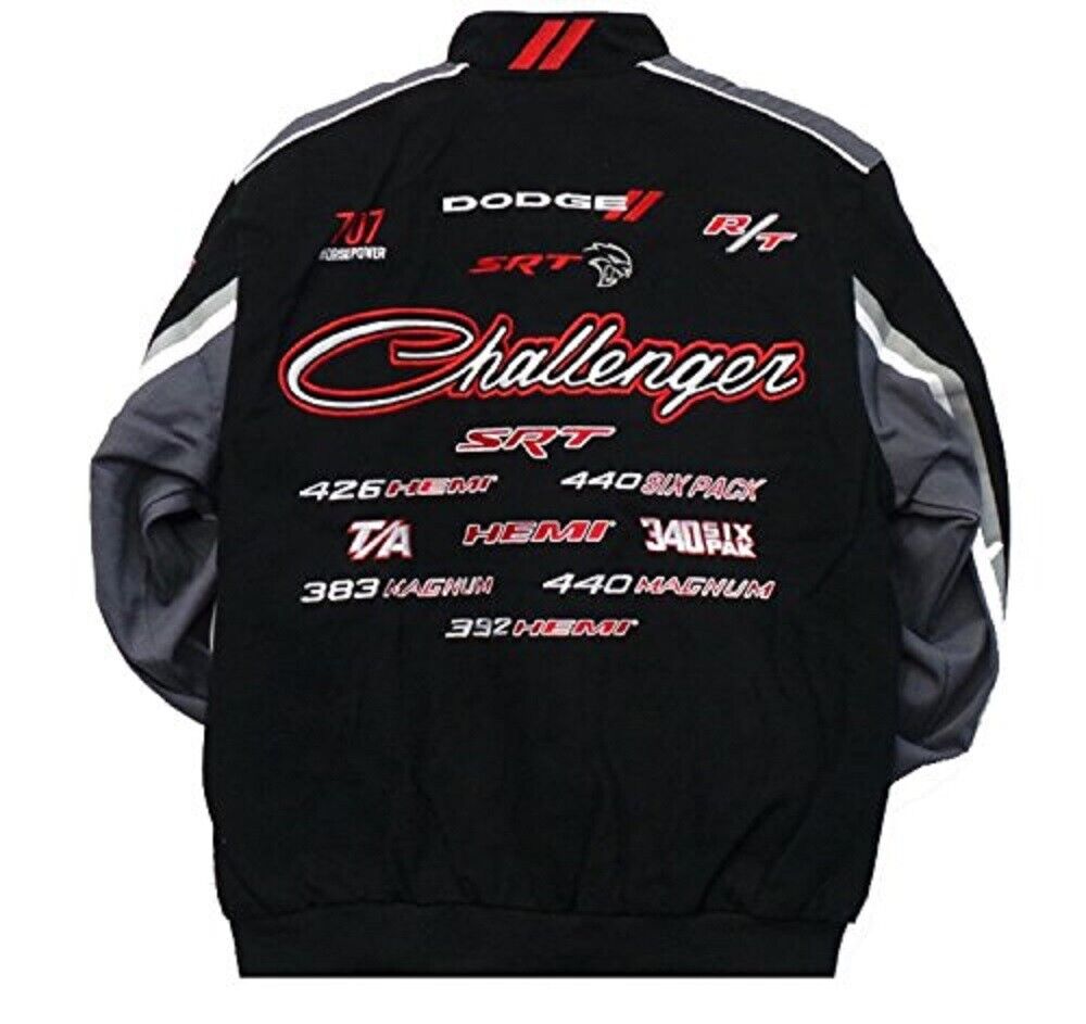 Authentic Dodge Challenger Jacket Collage Logo Black Twill Authentic Dodge Challenger Jacket Collage Logo Black Twill