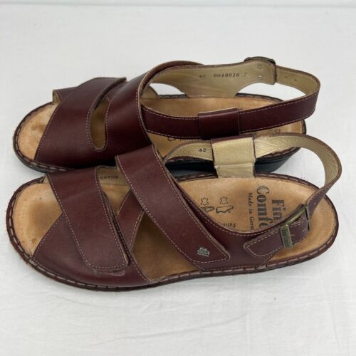 Finn Comfort Women's Sandals Hook & Loop Closure Shoes Size 42D Brown Leather - Picture 7 of 11