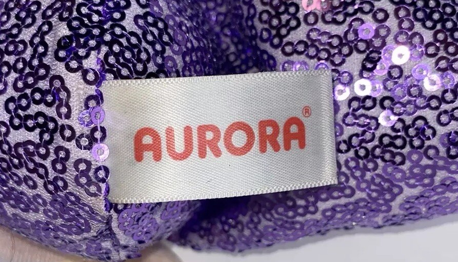 Aurora World Little Mermaid Plush Stuffed Doll Sparkles Purple Dress Brown Hair