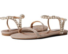 NIB BADGLEY MISCHKA KLARE PEARL SANDAL DRESSY SZ 6 GOLD WEDDING PROM NEW