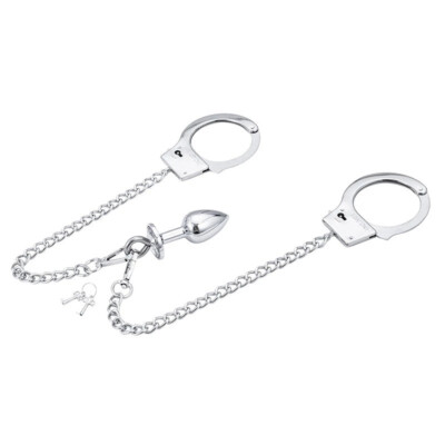 Handcuff Anal Plug Butt Bondage Metal Restraint Fetish SM BDSM Adult Sex  Toys US