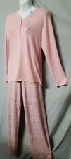 Charter Club Pink Pajama Set Snowflake Long Sleeve Long Pant XS 36" BUST