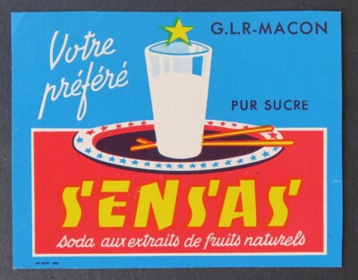 Altes Etikett SODA SENSAS GLR MACON old french label