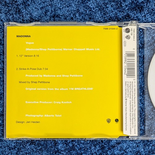 MADONNA VOGUE CD SINGLE DELETED SIRE YELLOW LABEL GERMAN SERIES EU 1995 - Picture 3 of 7