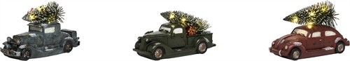 Lot of 3 Christmas Old Fashioned VW Car & Truck w/ lighted trees - Foto 2 di 9