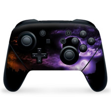 Nintendo Switch Pro Controller Skin Decal Vinyl Wrap - Eclipsed Moon purple sky