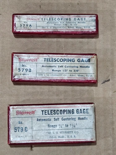 L.S. Starrett No. 579-A ,B, and C Telescoping GageMachinist Tool USA VG LOT