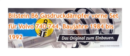 BILSTEIN B6 Amortisseurs à Gaz Avant pour Volvo 740 744 (1984-1992) - Picture 3 of 3