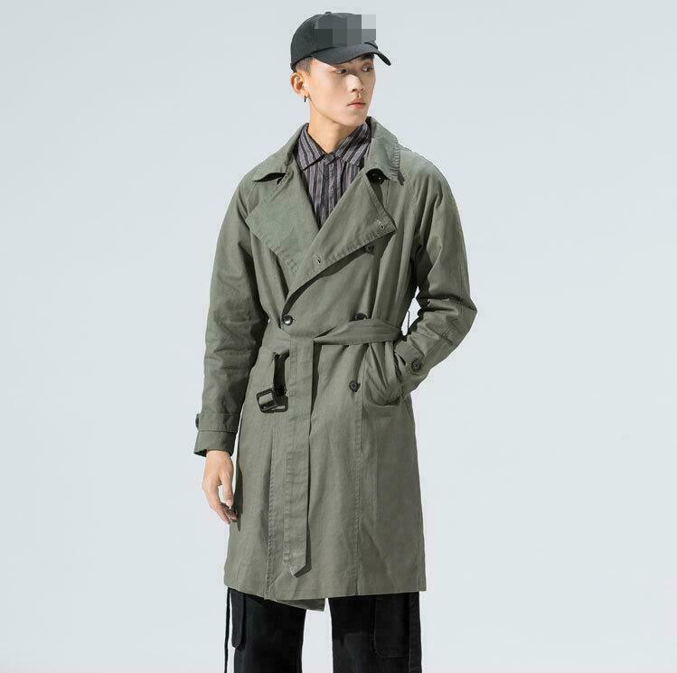 Mens Spring Autumn Coat Mid-length Japanese Style solid Mens Spring Autumn Coat Mid-length Japanese Style solid