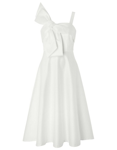 Monsoon Carrie Bow Satin Midi Bridal Dress Ivory UK 8 BNWT New RRP £249 - Picture 19 of 24