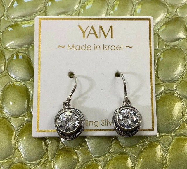 YAM ISRAEL Sterling Silver Handmade Silver Crystal Brilliant Drop