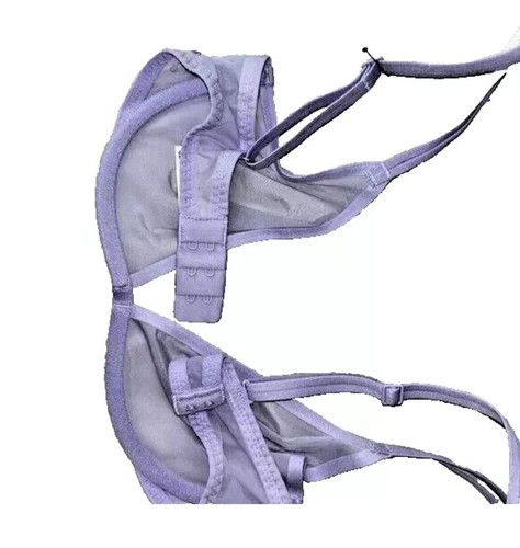 Calvin Klein Unlined Plunge Bra Sheer Marquisette 32A Purple New - Picture 2 of 4