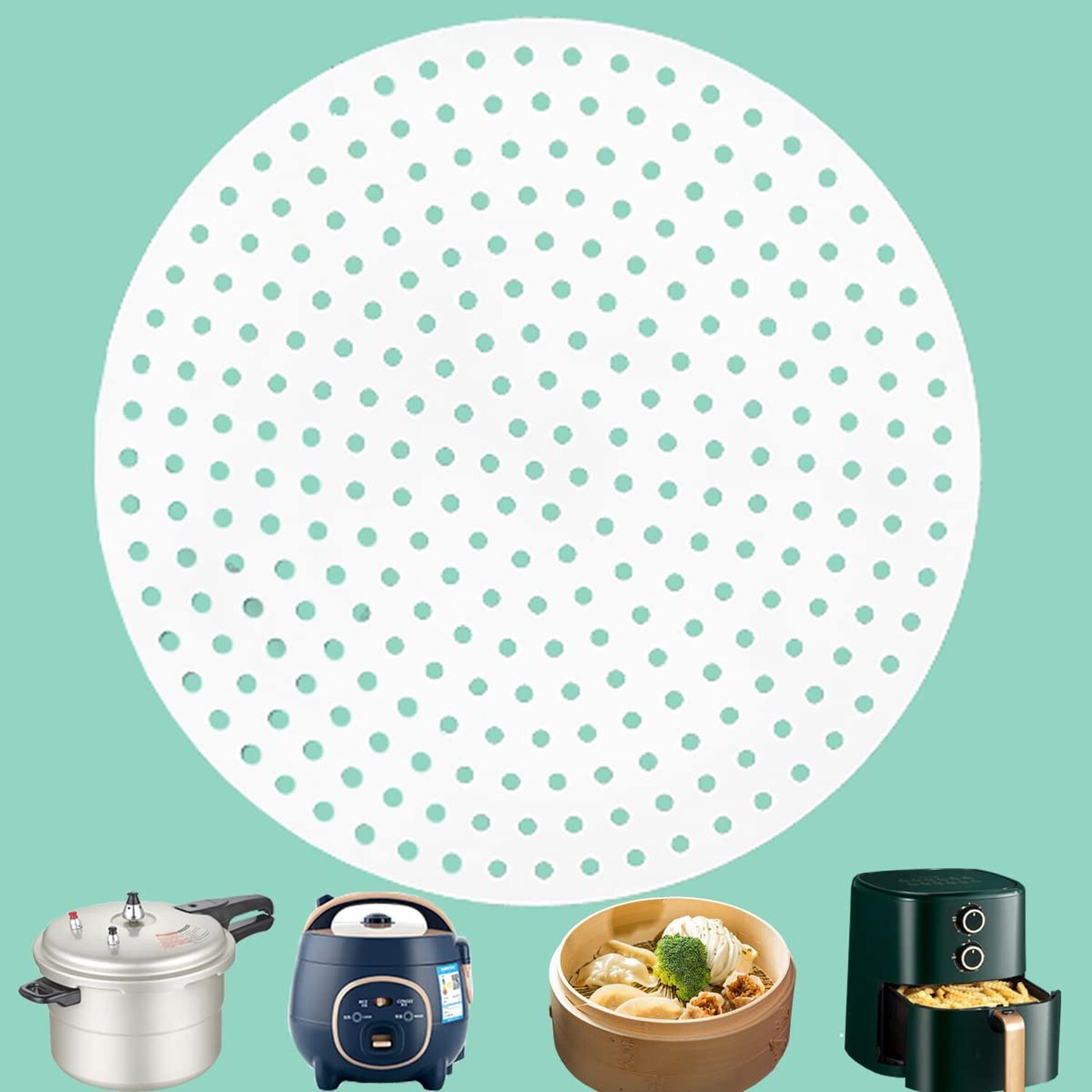 Multipurpose Silicone Liner for Steamer, Air Fryer, Pressure Cooker: Upgraded...-image