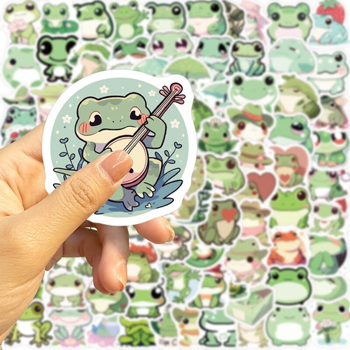 100 Sheets Cute Animal Frog Cartoon Stickers Decals Laptop Notebook Decorati _yi - Zdjęcie 3 z 9