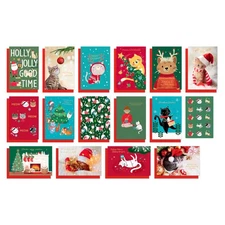 American Greetings 15 ct. Cat Christmas Cards Boxed Set with Envelopes and St...