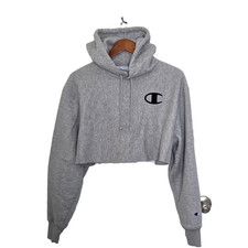 Champion Women s Reverse Weave Cropped Hoodie Sweatshirt Oxford Grey Size S