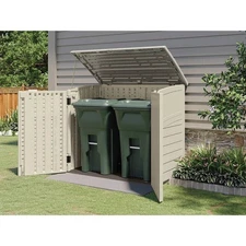 Cream Beige & Grey Outdoor Heavy Duty Plastic Garbage Bin Trash Can Storage Shed