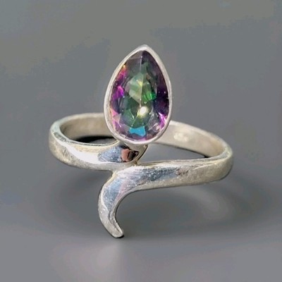 Natürlicher Regenbogentopas 925 Sterling Silber Ring Schmuck Größe 7 1107
