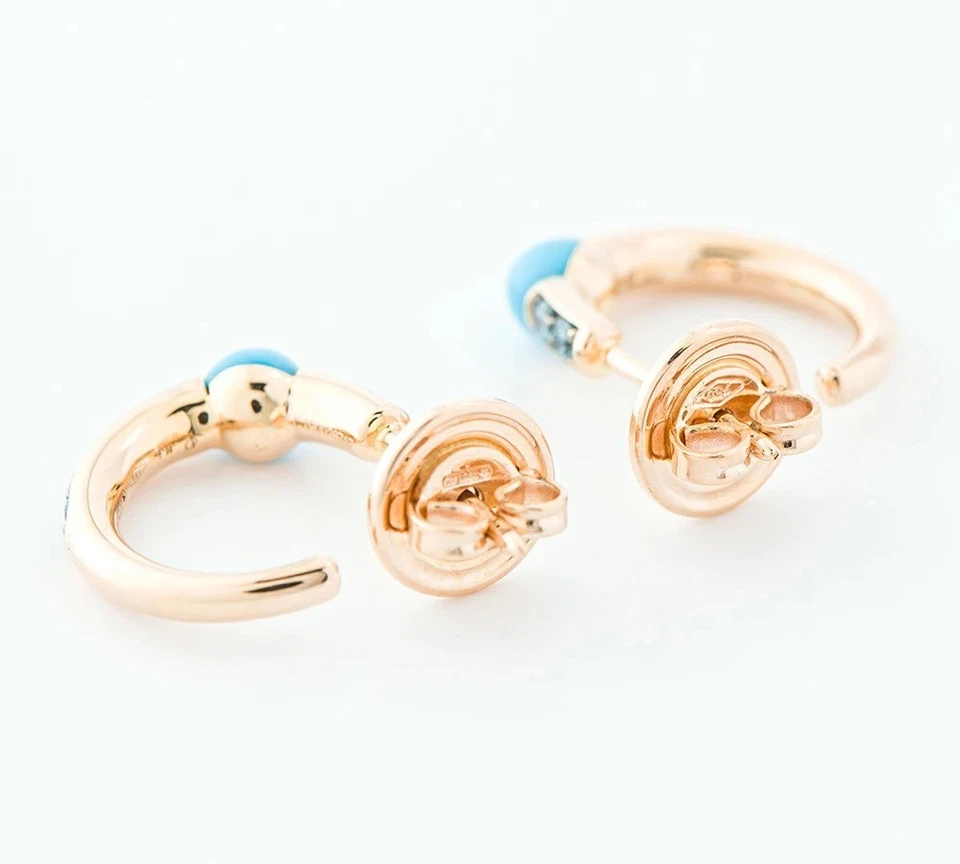 Pendientes de aro Pomellato Mama No Mamá Turquesa Circón Azul 18k Oro Rosa Regalo Foto 3 de 4