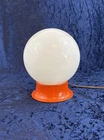 MCM Orange Base Round Lamp Milk Glass Globe Vintage Retro Electric Gilbert Lamp