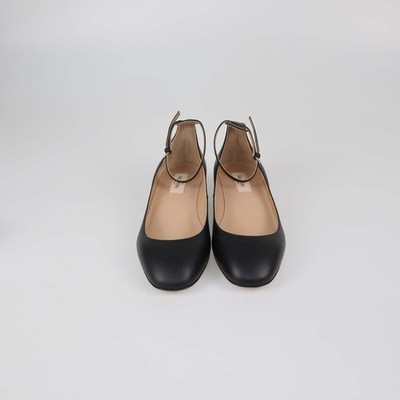 Valentino schwarze Leder-Ballerinas mit Blockabsatz Tango