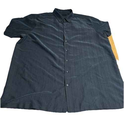 Axist Men Shirt 3XLT Black Silk Touch Buttons Collars Short Sleeve